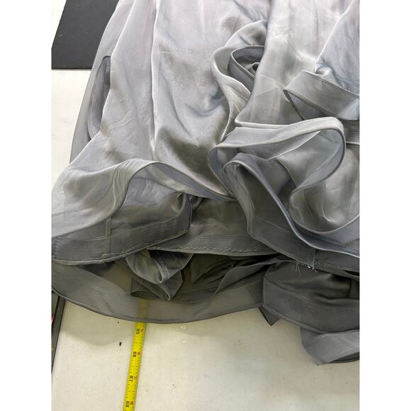 La Femme Chiffon Long Dress w/ pleated bodice w/ hidden zipper in Platinum. 
12 - Picture 8 of 11